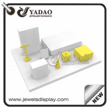 China lacquer wooden jewelry display glossy painting jewelry display set jewelry counter showcase manufacturer