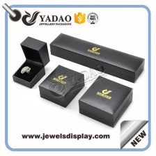 China luxury high quality finish plastic box jewelry packaging box ring pack earring box necklace bracelet plastic box with logo hotstamping on the top manufacturer