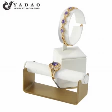 China marble texture white leather luxury high end bangle bracelet display stand jewelry show manufacturer