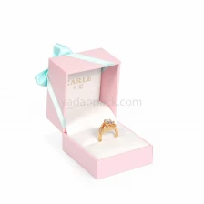 China plastic jewelry packaging box slot ring box with bowknot plastic ring box manufacturer