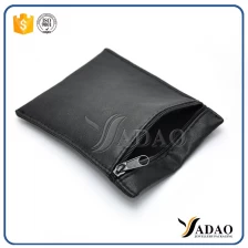 China quality customize black pu leather zipper pouch jewelry packaging pouch pu jewelry bag zipper closure pouch manufacturer