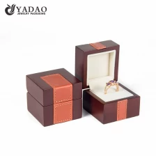 China simple but special matte finish wholesale with leather elements customized  wooden box for luxury jewelry packing manufacturer