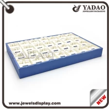 China stackable pu leather cover  wooden earring display tray jewelry showcase earring display manufacturer