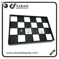 China stackable wooden jewelry display tray slot ring display tray with changable sponge insert for rings  manufacturer