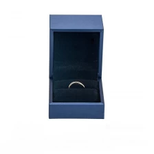 China thick frame plastic ring box jewelry packaging box blue pu leather jewelry box manufacturer