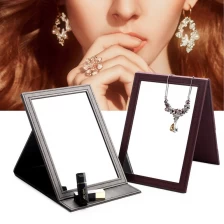 China top selling jewelry display make up luxury leather mirror in stock manufacturer