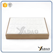 China wooden stackable leather cover jewelry ring display tray stackable ring tray manufacturer