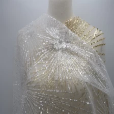 Ķīna Sequin Tulle audums sudrabaini zelts kāzu kleitai, vakarkleitām ražotājs
