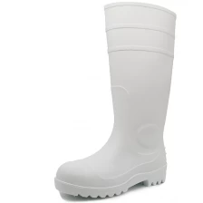الصين 106-4 Anti slip waterproof steel toe mid plate white pvc safety rain boots for food industry الصانع