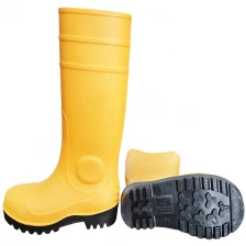 China 106-5 yellow waterproof anti slip oil acid proof pvc safety rain boots steel toe steel plate fabricante