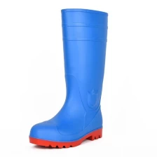 Çin 111 yeni tasarım mavi yağa dayanıklı çelik ayak güvenliği yağmur botları pvc üretici firma