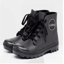 China HFB-005 homens pretos estilo moda tornozelo botas de chuva sapatos fabricante