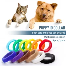 China 12 colors reusable nylon pet ID collar band back to back hook and loop puppy ID tape manufacturer