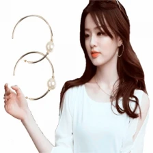 الصين 2014 fashion jewelry gold big round single pearl hoop earrings الصانع