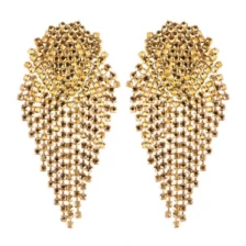 Çin 2018 Hot Famous-brand Fashion Bead Tassel Earrings Gold Plated Rhinestone Earrings for women Wedding party Jewelry üretici firma