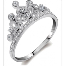 Çin 2018 Hot Selling Fashion Princess Tiara Wedding Finger Rings Copper Engagement Ring Sliver 925 üretici firma