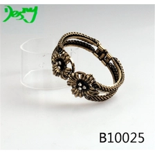 China Alloy double three tone hawaiian flower cuff  bracelet bangles manufacturer