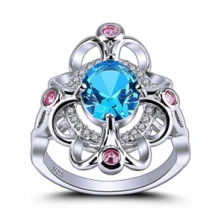 Çin China Manufacturer 925 Sterling Silver Created Rainbow Topaz Statement Ring for Women üretici firma