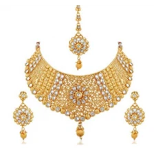 Çin China Wholesale Gold Plated Diamond Studded Bridal Necklace Set for Women üretici firma