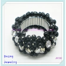 China Crystal rhinestone dark ball beaded stainless steel flower bracelet jewelry manufacturer