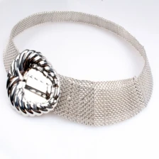الصين Design your own silver plate rhinestone gypsy mesh flat belt BT60059 الصانع