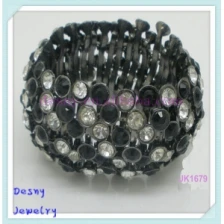 China Elegant staggered rhinestone and black diamond wide retro bracelet manufacturer
