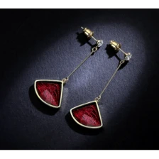 China Factory Price Fan Shape Artifical Crystal 18K Gold Plating Ear Hook Earring for Woman manufacturer