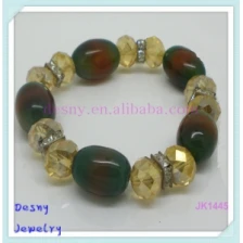 China Fashion cheap ctystal yellow-green jade handmade plastic beaded stretch bracelet manufacturer