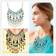 China Fashion handmade wholesale zinc beaded alloy statement necklace manufacturer