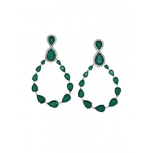 Çin Fashion personality environmental copper alloy stud earrings, Trend fashion women rhinestone trendy green statement Earrings for women jewelry Factory Price üretici firma