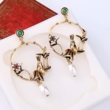 Китай Gold Color Birds Flowers Big Earrings for Women New Design Cute Fashion Jewelry производителя