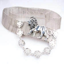 Çin Handmade fashion chain lion head wire mesh metal belt BT60058 üretici firma