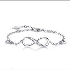 Çin Hot Selling 925 Sterling Silver Infinity Endless Love Symbol Charm Adjustable Bracelet Gift for Women Girls üretici firma