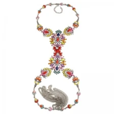 Çin Ladyfirst 2018 New Long Body Statement  Crystal Long Pendants Statement Rhinestone Necklace üretici firma