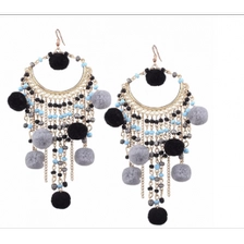 Çin Long Beaded Tassel Earrings Ethnic Jewelry Women Big Dangle Firenze Fringe Drop Earring üretici firma