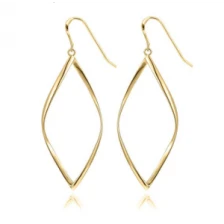 Çin Long Charming Earring 14K Gold Plated Infinity Sterling Silver Post Hoop Earrings for Women üretici firma