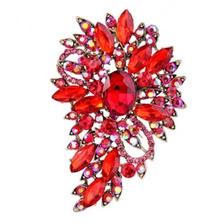 Çin New Arrival Women's Austrian Crystal Wedding Flower Leaf Bouquet Brooch Party Accessorie üretici firma