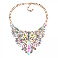 Çin New Luxury Diamond Jewelry Necklace Rhinestones Crystal Necklaces Collier Accessories as Gift üretici firma