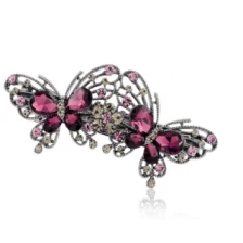 Çin New retro style blue rose red hairpin butterfly shaped diamond women's hair accessories üretici firma