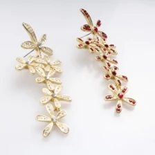 Çin Pink crystal metal 2 gram gold beautiful flower designed earrings E30077 üretici firma