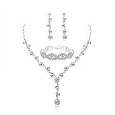 Çin Rhinestone Jewelry Sets for Women Necklace and Earring set with Crystal Bracelet Manufacturer China üretici firma