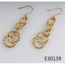 China Round tanishq trendy couple heavy gold earrings designs E30139 manufacturer