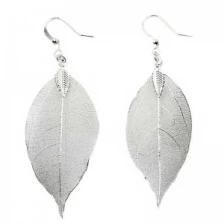 Китай Silver Color  Natural Leaf Dangle Statement Necklaces Earrings for Women Jewelry производителя