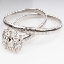 Çin Silver metal goodyear afghan flower brand rhinestone belt BT60045 üretici firma