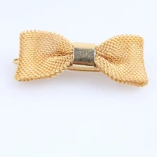 الصين Snap flat spiral french metal barrettes gold bow hair clip H50018 الصانع