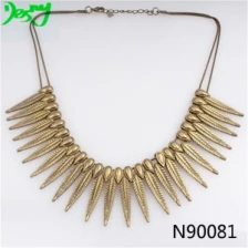 China Vintage Style Multi Leaves Metal  Choker Necklaces  Hot Spiky Bib Necklace manufacturer