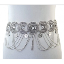 Çin Vintage Waist Chian Hollow Carving Rhinestone Crystal Body Chain Summer Beach Body Waist Chain Jewelry Supplier China üretici firma