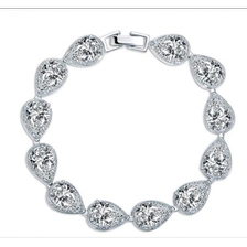 Çin Women's Silver-tone Clear Zirconia Pear Shape Teardrop Bracelet Manufacturer üretici firma