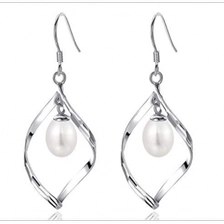 Çin Womens Sterling Sliver Teardrop Freshwater Pearl Drop Dangle Earrings Manufacturer üretici firma