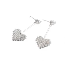 China Zinc Alloy 925 Silver Heart Shape Long Stud Earrings Manufacturer in China manufacturer